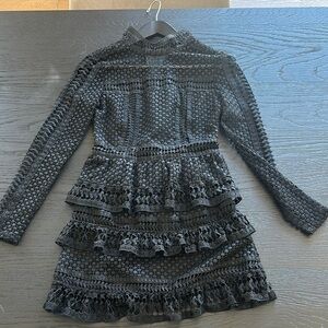 Romeo & Juliet Couture Black Ruffled Tiered Sheath Dress